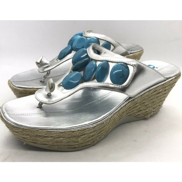 Nike Lab G Series Women’s Basket Weave Wedge Sandal Size 6B Faux Turquoise - Picture 1 of 8